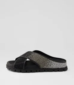 Women SUPERSOFT Comfort|Flats-Hanneh Black Multi Leather Sandals