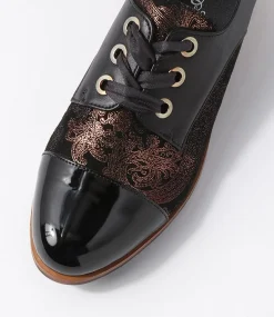 Women I LOVE BILLY Flats-Hannie Black Multi Lace Up Flats