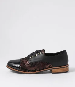 Women I LOVE BILLY Flats-Hannie Black Multi Lace Up Flats