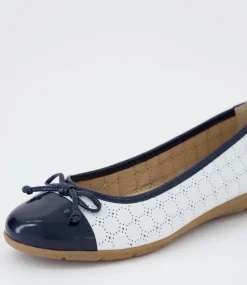 Women SUPERSOFT Comfort|Flats-Hannie Navy White Patent Leather Flat Shoes