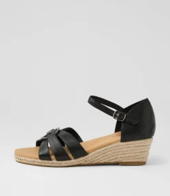 Women DIANA FERRARI Heels|Sandals-Hanoi Black Leather Sandals