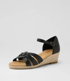 Women DIANA FERRARI Heels|Sandals-Hanoi Black Leather Sandals