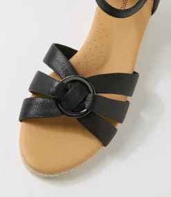 Women DIANA FERRARI Heels|Sandals-Hanoi Black Leather Sandals