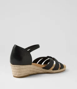 Women DIANA FERRARI Heels|Sandals-Hanoi Black Leather Sandals