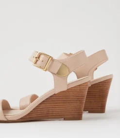 Women TOP END Wedges|Heels-Hantas Nude Natural Leather Sandals