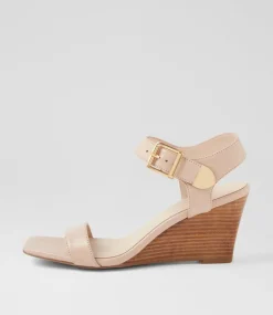 Women TOP END Wedges|Heels-Hantas Nude Natural Leather Sandals