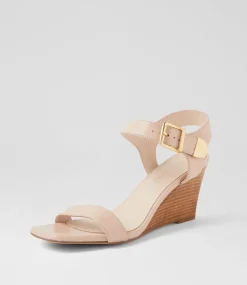 Women TOP END Wedges|Heels-Hantas Nude Natural Leather Sandals