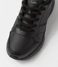 CLARKS Sport School Shoes|Junior School Shoes-Happen Jnr Lace E Black Sneakers