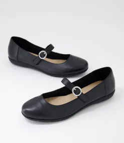 Women SUPERSOFT Comfort|Mary Janes-Hariet Black Leather Flat Shoes