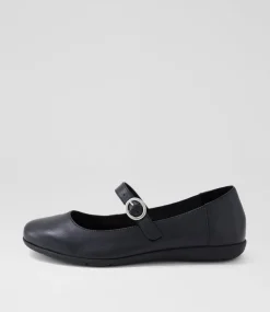 Women SUPERSOFT Comfort|Mary Janes-Hariet Black Leather Flat Shoes