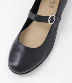 Women SUPERSOFT Comfort|Mary Janes-Hariet Black Leather Flat Shoes