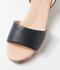 Women DIANA FERRARI Heels|Sandals-Harissyn Navy Picnic Print Leather Sandals