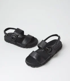Women SUPERSOFT Comfort|Flats-Harmonae Black Leather Sandals