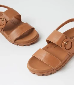 Women SUPERSOFT Flats|Sandals-Harmonae Dark Tan Leather Sandals