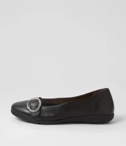 Women SUPERSOFT Comfort|Flats-Harper Black Leather Flat Shoes