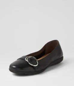 Women SUPERSOFT Comfort|Flats-Harper Black Leather Flat Shoes