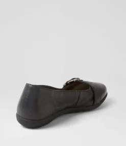 Women SUPERSOFT Comfort|Flats-Harper Black Leather Flat Shoes