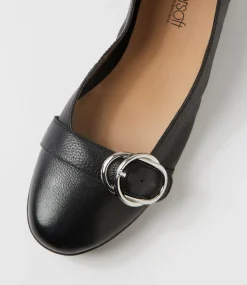 Women SUPERSOFT Comfort|Flats-Harper Black Leather Flat Shoes