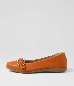 Women SUPERSOFT Comfort|Flats-Harper Burnt Orange Leather Flat Shoes