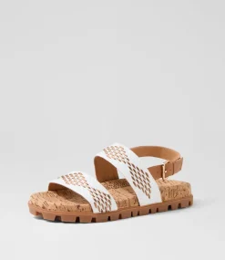 Women SUPERSOFT Comfort|Flats-Harriets White Cork Patent Synthetic Sandals