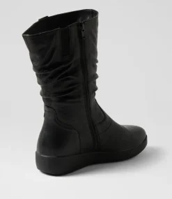 Women SUPERSOFT Boots-Hatie W Black Leather Calf Boots