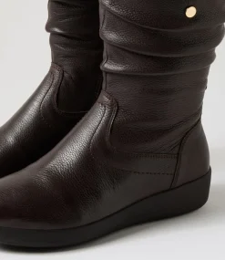 Women SUPERSOFT Boots|Comfort-Hatie W Dark Brown Leather Calf Boots