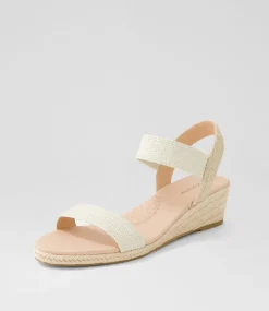 Women DIANA FERRARI Espadrilles|Wedges-Havan Cream Weave Elastic Sandals