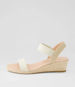 Women DIANA FERRARI Espadrilles|Wedges-Havan Cream Weave Elastic Sandals