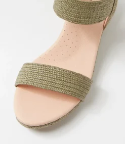 Women DIANA FERRARI Wedges|Heels-Havan Khaki Weave Elastic Sandals