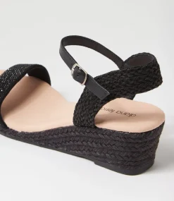 Women DIANA FERRARI Sandals|Heels-Havarna Black Jewel Leather Sandals