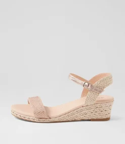 Women DIANA FERRARI Heels|Sandals-Havarna Rose Gold Jewel Leather Sandals
