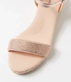 Women DIANA FERRARI Heels|Sandals-Havarna Rose Gold Jewel Leather Sandals