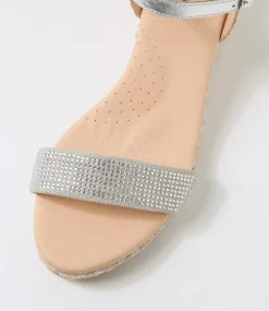 Women DIANA FERRARI Heels|Sandals-Havarna Silver Jewel Leather Sandals