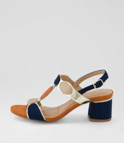 Women I LOVE BILLY Heels|Sandals-Hayton Navy Multi Microsuede Sandals