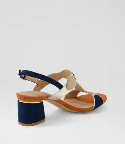 Women I LOVE BILLY Heels|Sandals-Hayton Navy Multi Microsuede Sandals