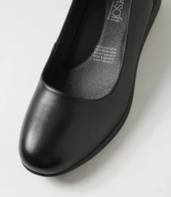 Women SUPERSOFT Comfort|Heels-Heidei Black Leather Heels