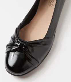 Women SUPERSOFT Comfort|Flats-Hersay Black Crinkle Patent Flat Shoes