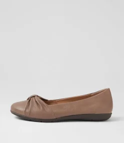 Women SUPERSOFT Comfort|Flats-Hersay Taupe Leather Flat Shoes