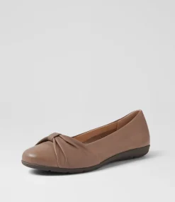 Women SUPERSOFT Comfort|Flats-Hersay Taupe Leather Flat Shoes