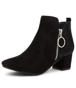 Women I LOVE BILLY Boots-Hesta Black Microsuede Ankle Boots