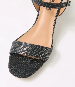 Women I LOVE BILLY Heels|Sandals-Heyyo Black Silver Snake Sandals