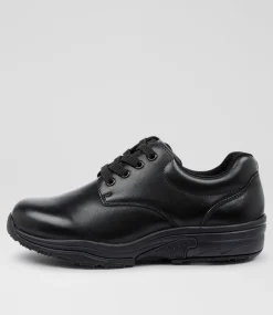 COLORADO Junior School Shoes-HIACE JNR E LCE BLK LTHR