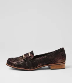 Women I LOVE BILLY Loafers|Flats-Hisho Bronze Print Microsuede Loafers
