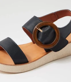 Women DIANA FERRARI Sandals|Flats-Hitaly Navy White Leather Sandals