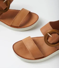 Women DIANA FERRARI Flats|Sandals-Hitaly Tan White Leather Sandals