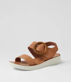 Women DIANA FERRARI Flats|Sandals-Hitaly Tan White Leather Sandals
