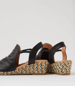 Women DIANA FERRARI Espadrilles|Wedges-Hlensia Black Multi Rope Leather Sandals