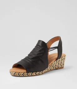 Women DIANA FERRARI Espadrilles|Wedges-Hlensia Black Multi Rope Leather Sandals