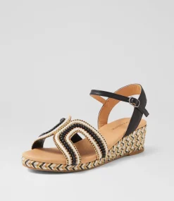 Women DIANA FERRARI Heels|Sandals-Hobarts Black Multi Sandals