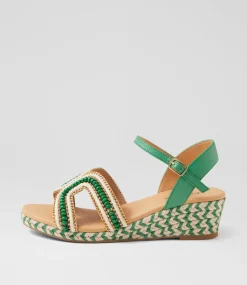 Women DIANA FERRARI Heels|Sandals-Hobarts Green Multi Sandals